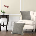 Charcoal Gray Solid Fringed Throw Pillow