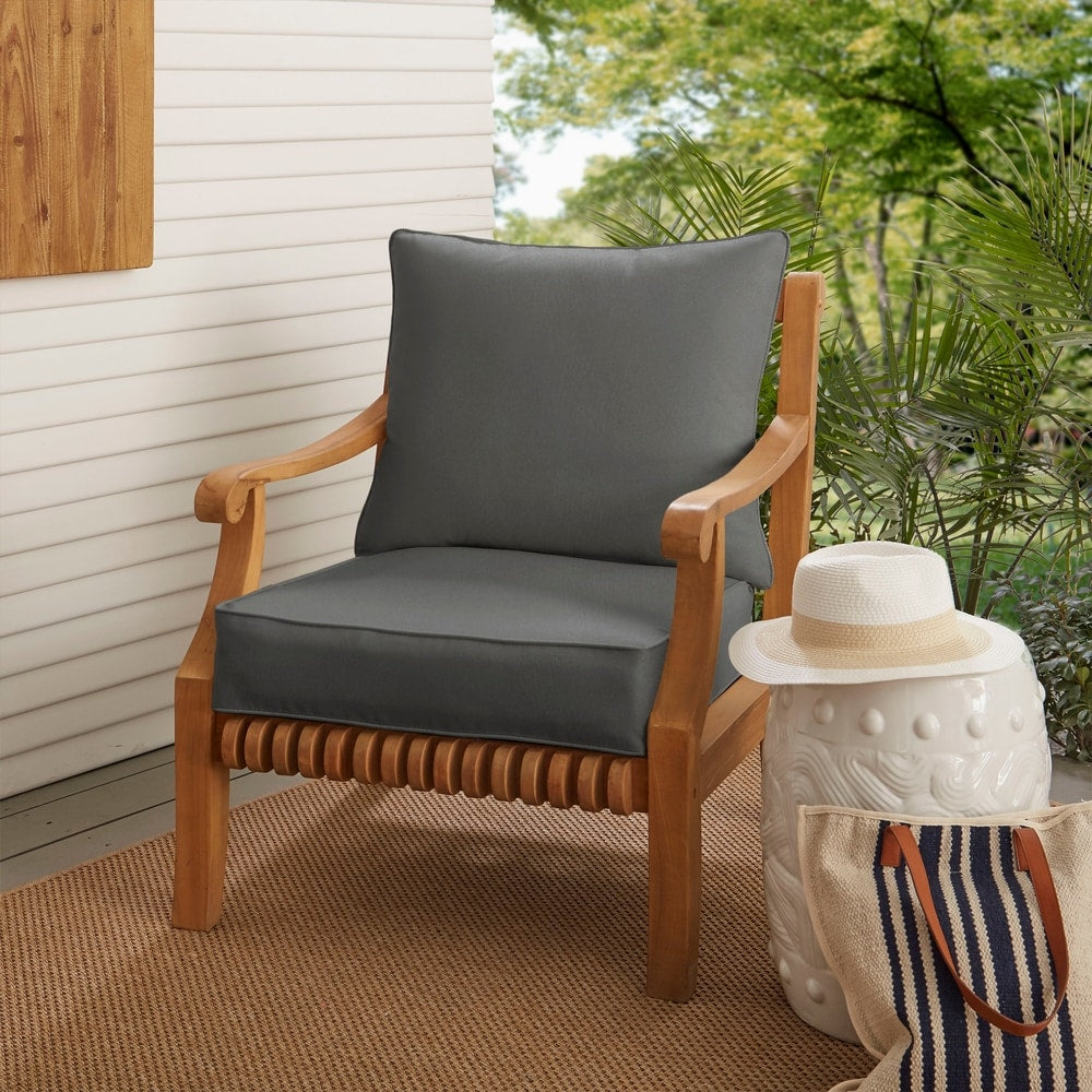 Havenside Home Morgantown Charcoal Grey Indoor Outdoor Corded Chair Cushion And Pillow Set