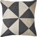 Charcoal And White Geometric Faux Leather Throw Pillow