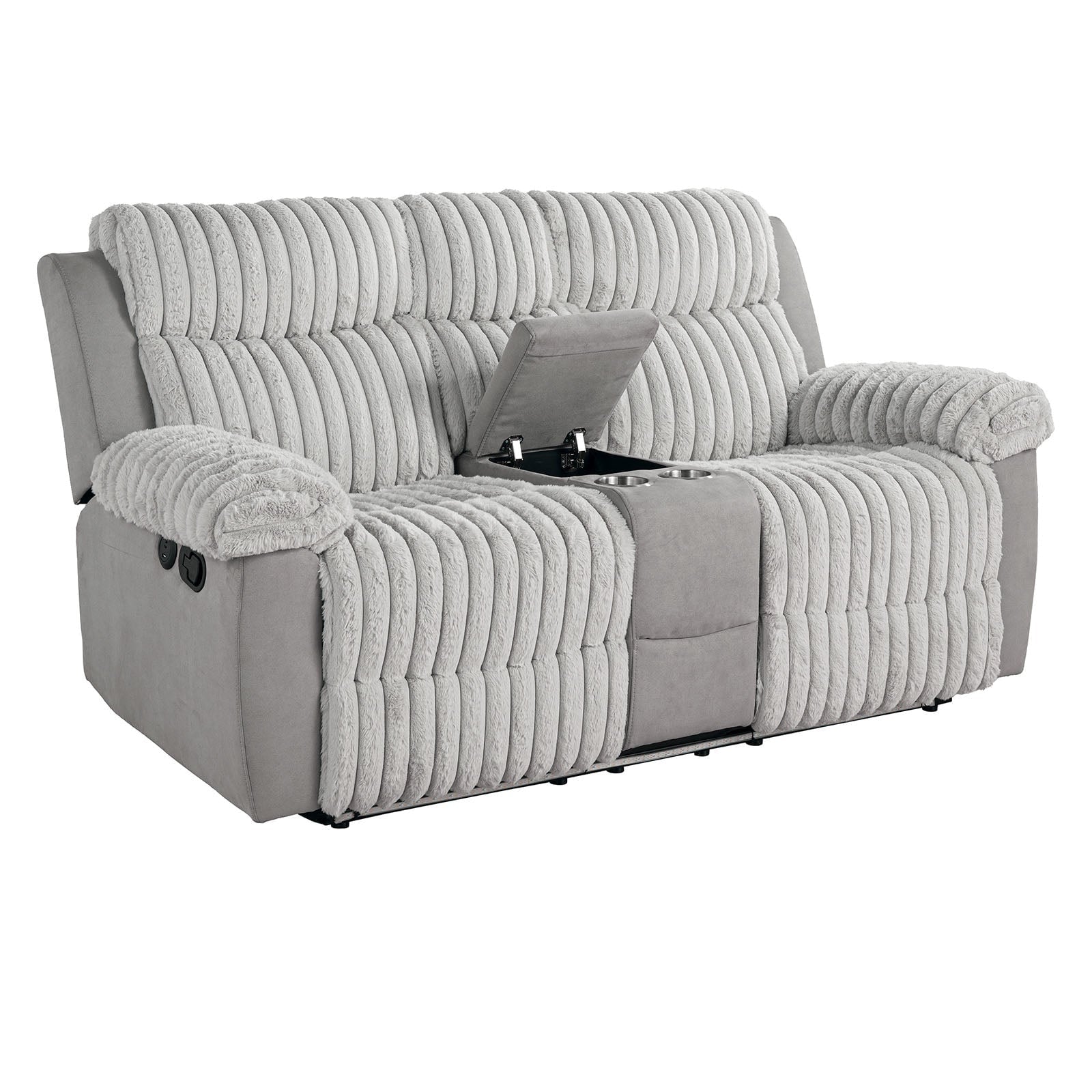 Charging Ports 1Pc Loveseat Recliner Storage 2 Removeable Cup Holder Led