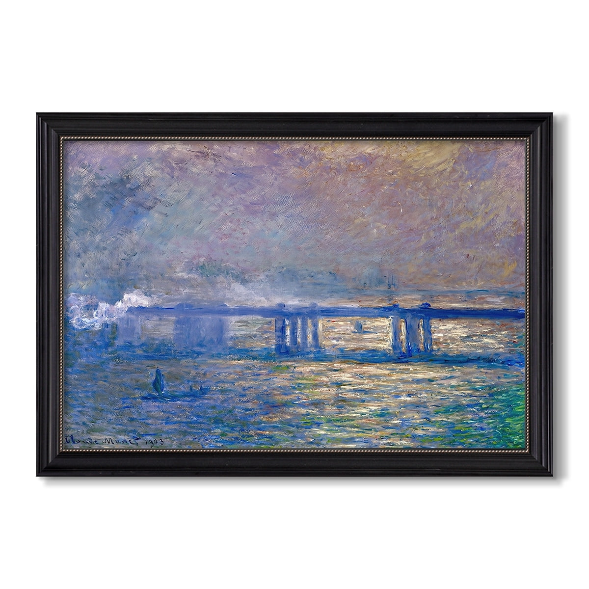 Charing Cross Bridge 1903 Claude Monet Custom Framed Canvas