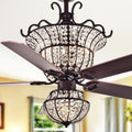 Charla 4 Light Crystal 5 Blade 52 Inch Chandelier Ceiling Fan Optional Remote