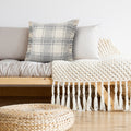 Charles Casual Plaid Cabin Throw Pillow With Fringe