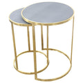Charles Nesting Tables Faux Shagreen With Gold Metal 2 Piece Set