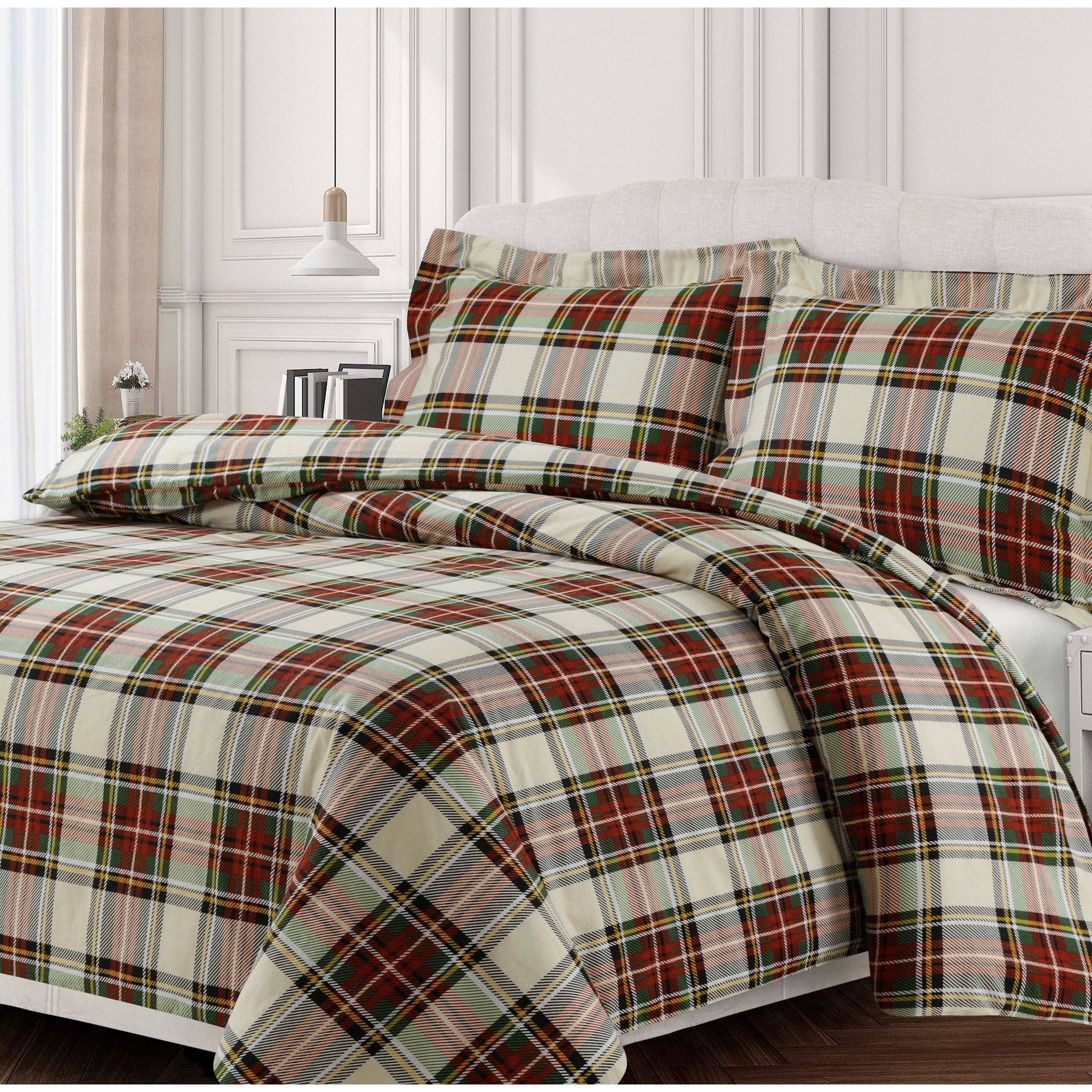 Charleston Plaid Soft 170 Gsm Cotton Flannel Printed Oversized Duvet Set