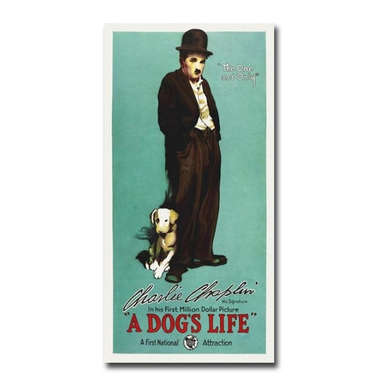 Charlie Chaplin A Dogs Life Movie Poster Gallery Wrapped Canvas Giclee Art 36 In X 18 In