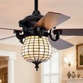 Charlim 5 Blade Matte Black Lighted Ceiling Fan With Bee Hive Tiffany Glass Shade Remote Control