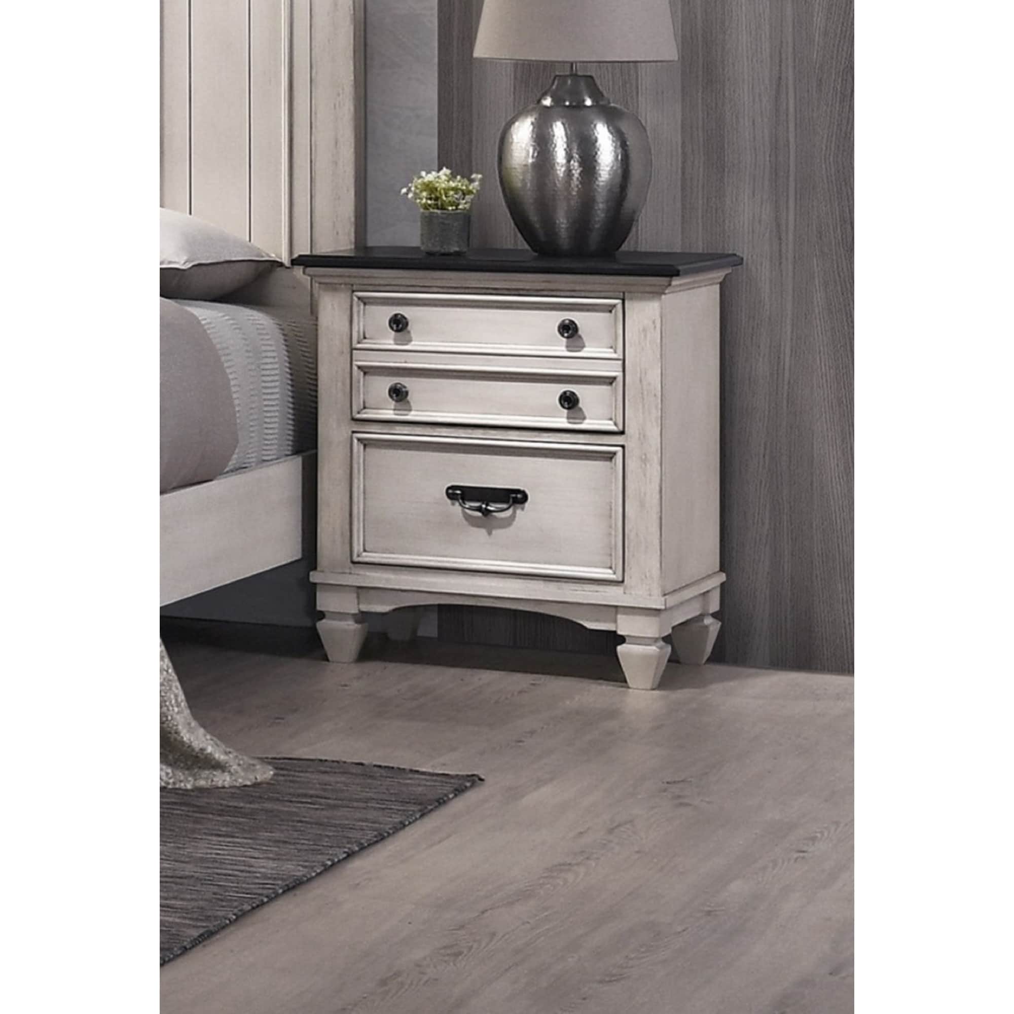 Charming Two Tone 1 Pc Nightstand W Drawers For Bedroom