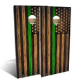 Charred First Responder Green Line Cornhole Set Choose Your Size