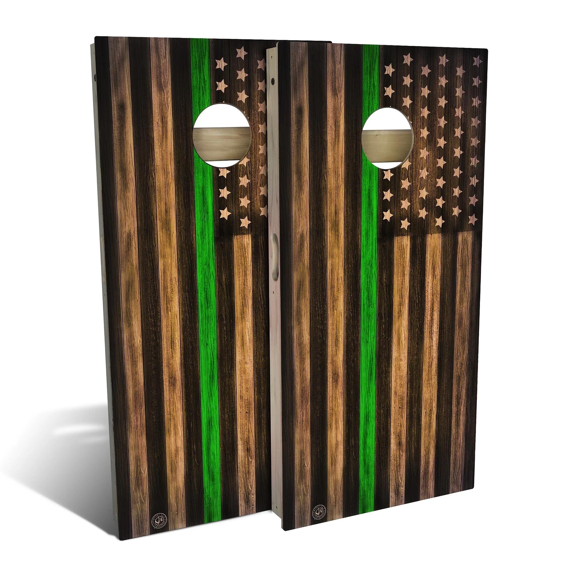 Charred First Responder Green Line Cornhole Set Choose Your Size