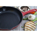 Chasseur 10 Inch Red Round French Enameled Cast Iron Grill Pan 16 L X 11 W X 2.5 H
