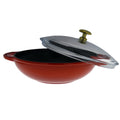 Chasseur 6 Inch Red French Enameled Cast Iron Wok With Glass Lid