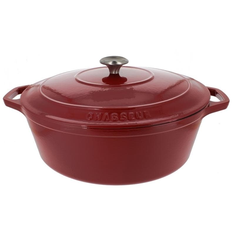 Chasseur 7.25 Quart Red French Enameled Cast Iron Oval Dutch Oven