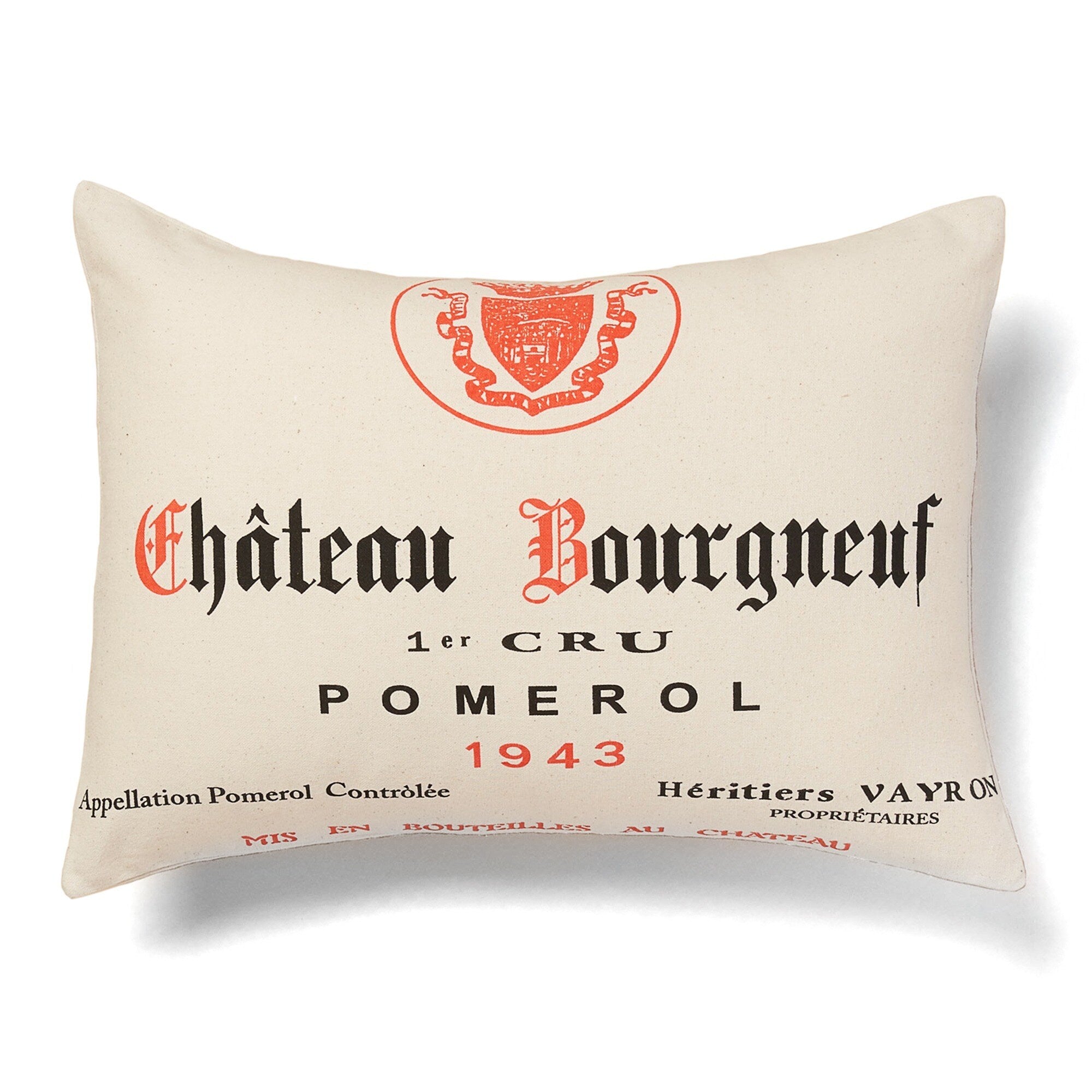 Chateau Bourgneuf Wine Print Decorative Pillow