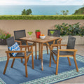 Chaucer Outdoor 4 Seater Square Acacia Wood Mesh Seats Dining Set By Christopher Knight Home