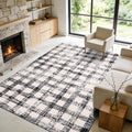 Checkered Area Rug Washable Modern Geometric Rug Non Slip Low Pile Soft Carpet For Bedroom Living Room Dining Room
