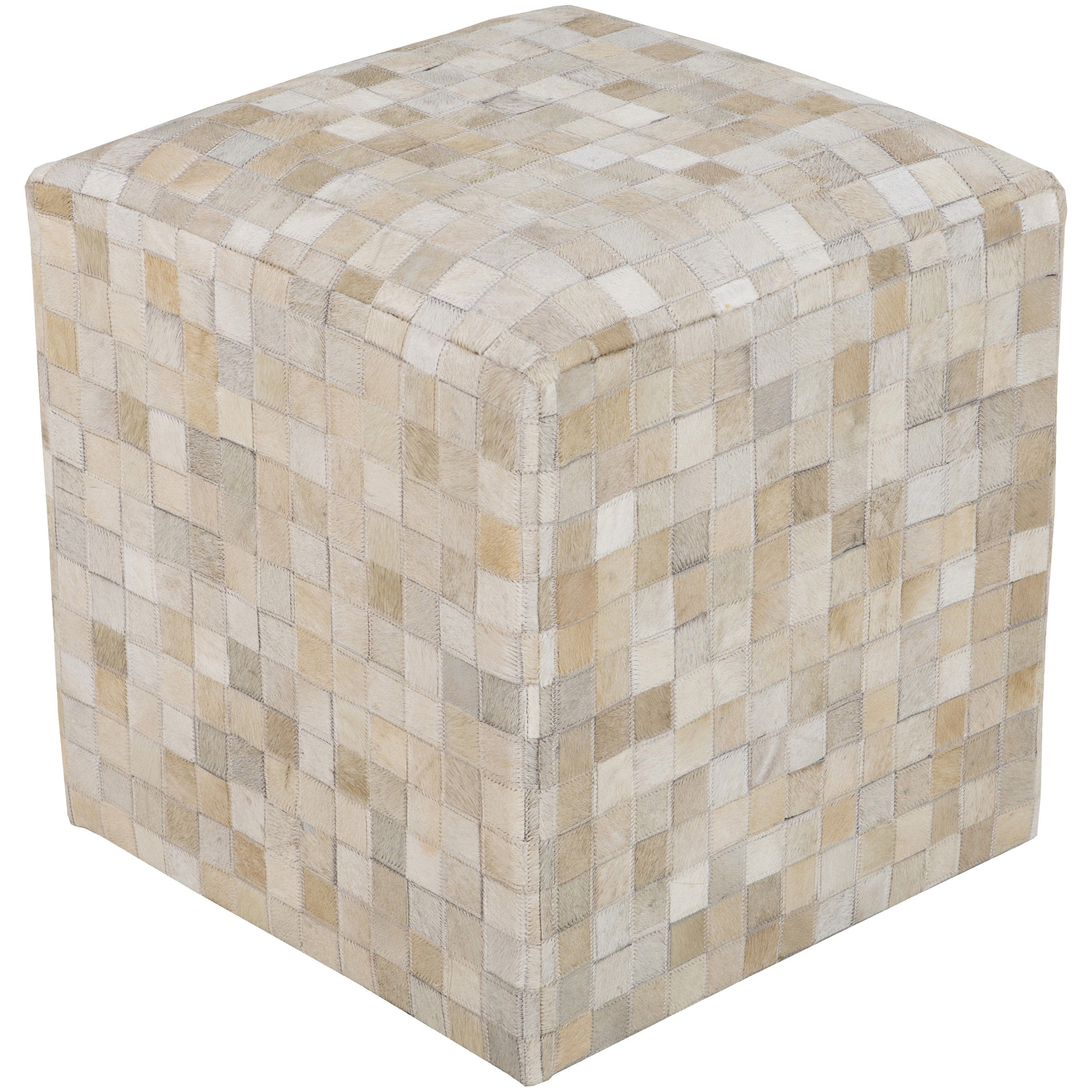 Checkered Asyut Square Hair On Hide 18 Inch Pouf