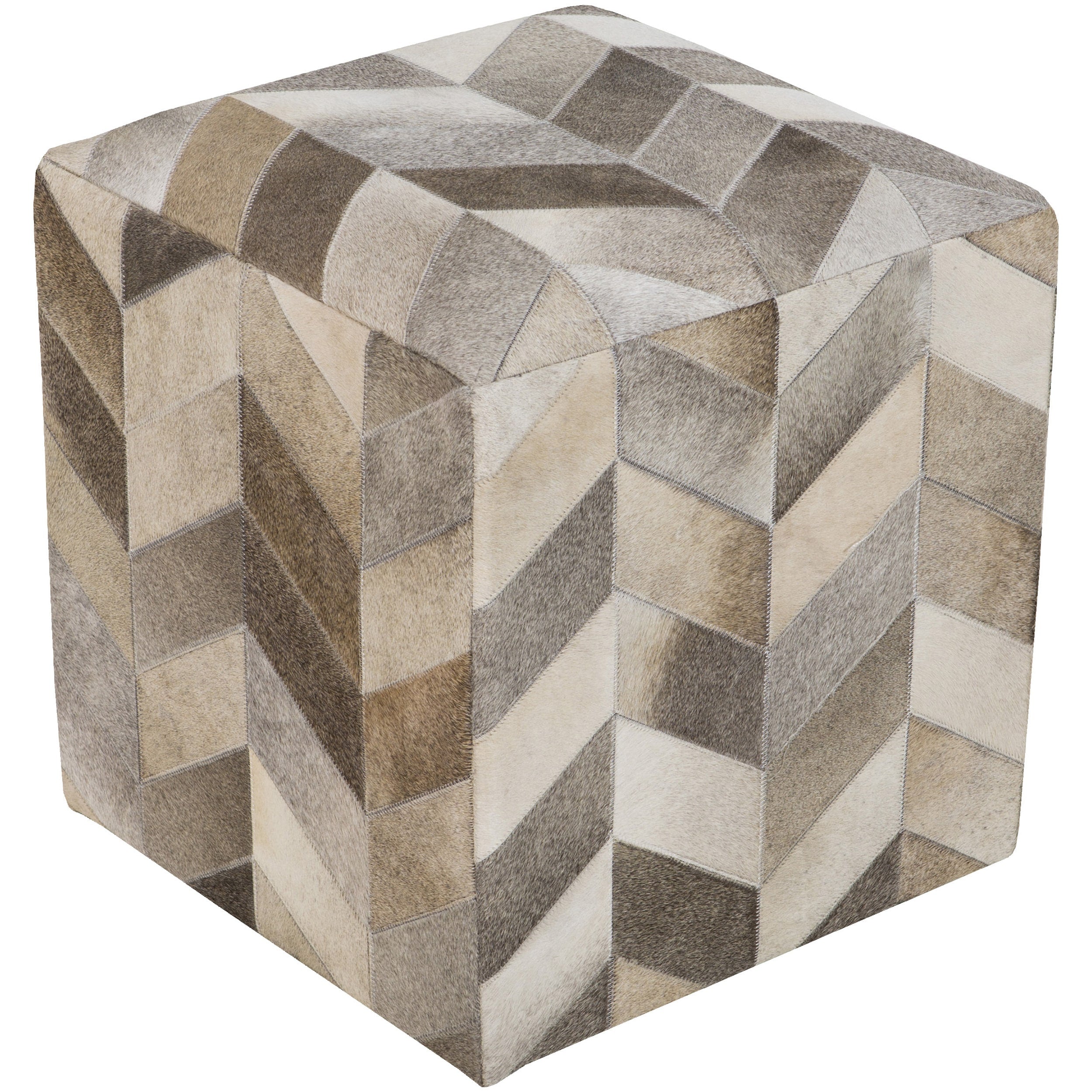 Checkered Daloa Square Hair On Hide 18 Inch Pouf
