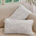 Cheer Collection Set Of 2 Shaggy Long Hair 12 X20 Throw Pillows