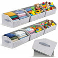 Cheer Collection 6 Pack Trapezoid Shelf Organizer Bins With Handles Light Gray
