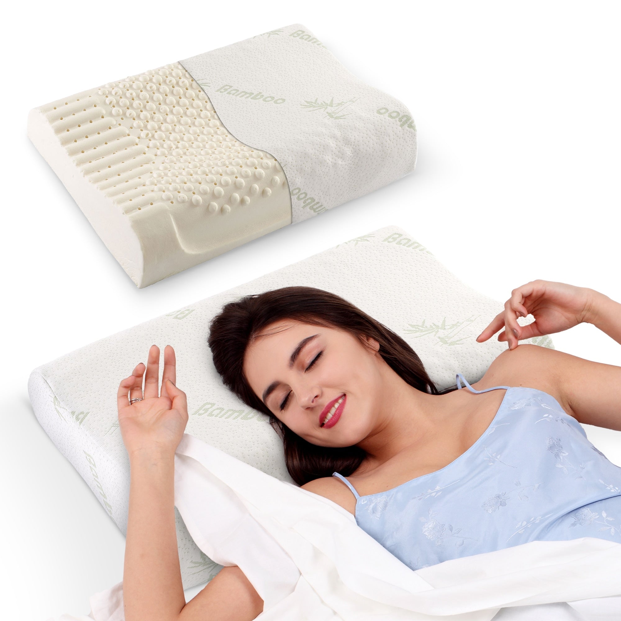 Cheer Collection Contoured Latex Foam Pillow With Washable Cover