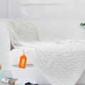 Cheer Collection Knitted Acrylic Ivory Throw Blanket