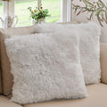 Cheer Collection Set Of 2 18 X 18 Shaggy Long Hair Throw Pillows