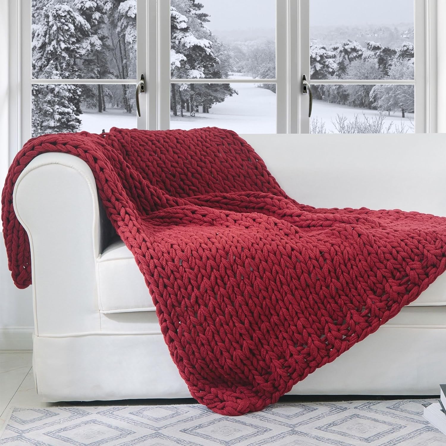 Cheer Collection Ultra Plush And Soft Chunky Cable Knit Throw Blanket
