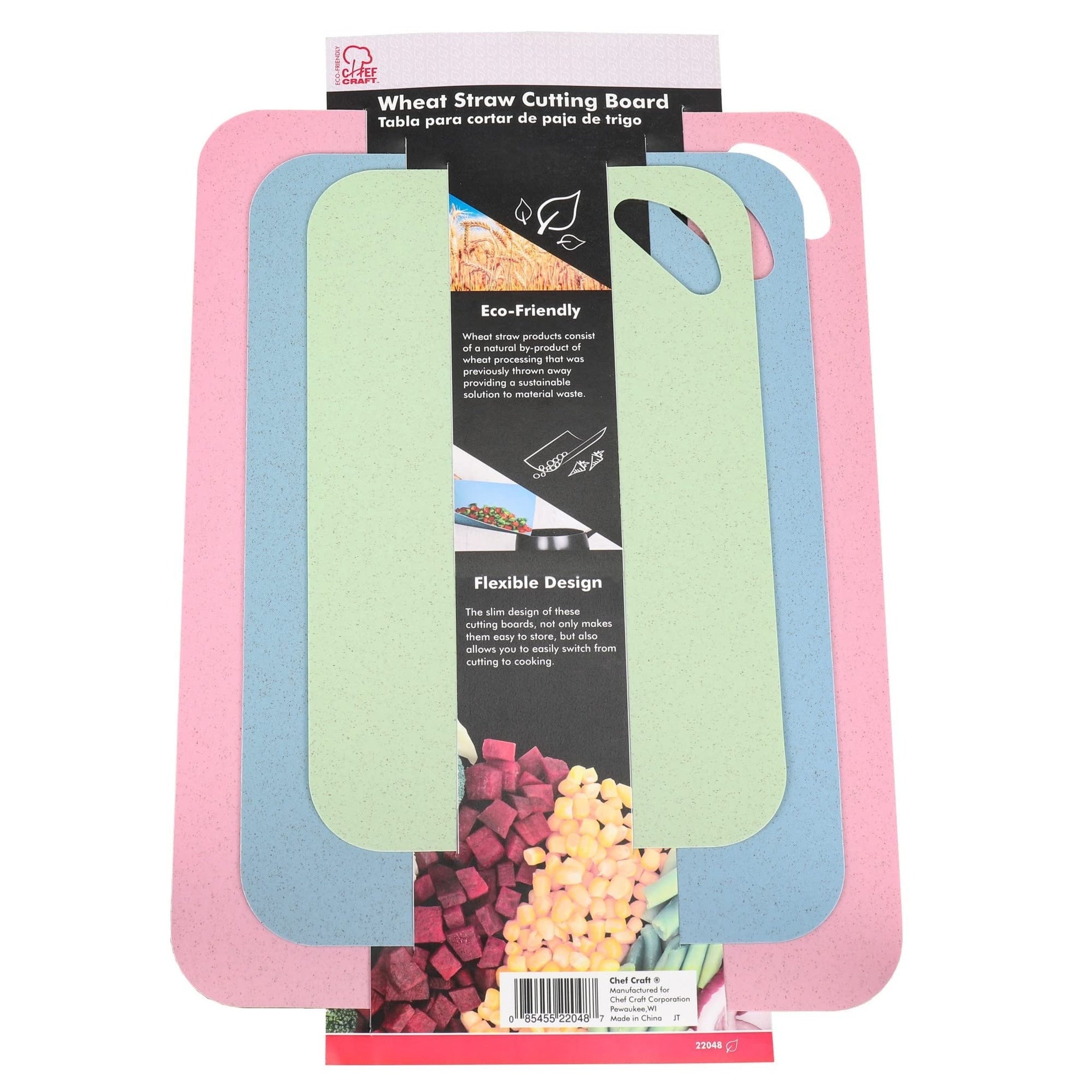 Chef Craft 3 Piece Eco Friendly Wheat Straw Cutting Board Set