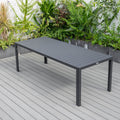 Chelsea Mid Century Modern Outdoor Dining Table With Rust Resistant Black Aluminum Minimalist Patio Table
