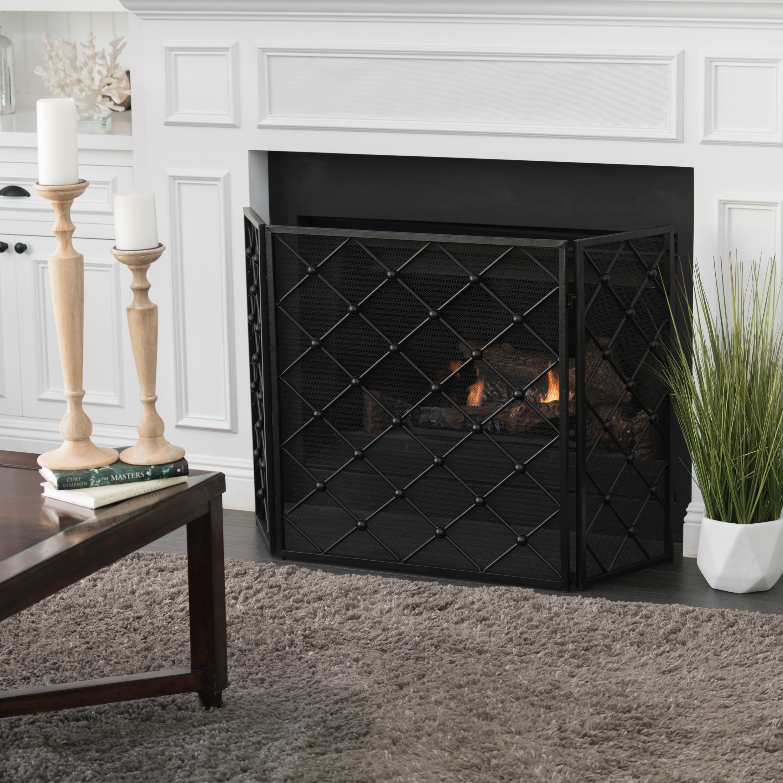 Chelsey 3 Panel Iron Fireplace Screen By Christopher Knight Home