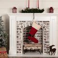 Red Farmhouse Holiday Decor Vhc Chenille Christmas Boot Shape Stocking Fabric Loop Cotton Solid Color Pom Pom Lace 20X12