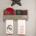 White Farmhouse Holiday Decor Vhc Chenille Christmas Ho Ho Ho Kitchen Towel Set Of 2 Fabric Loop Cotton Text Embroidered 28X19