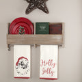 White Farmhouse Holiday Decor Vhc Chenille Christmas Holly Jolly Kitchen Towel Set Of 2 Fabric Loop Cotton Text Muslin 28X19