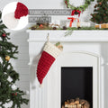 Red Farmhouse Holiday Decor Vhc Chenille Christmas Santa Hat Stocking Fabric Loop Cotton Solid Color Chenille 20X9.5