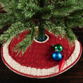 Red Farmhouse Holiday Decor Vhc Chenille Christmas Mini Tree Skirt Cotton Solid Color Pom Pom Lace Chenille