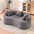 Chenille Crescent Shaped Loveseat Sofa High Resilience Foam Filled 3 Seater Sofa Upholstered Floor Sofa With Pillows