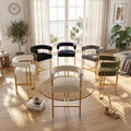 Chenille Upholstered Counter Stools With Gold Metal Legs Set Of 2