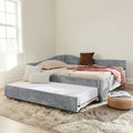 Chenille Upholstered Daybed With Trundle And Usb Port Nailhead Trim Sofa Bed For Guest Room