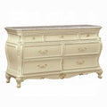 Cheny 66 Inch Dresser 7 Drawers Granite Top Baroque Style Pearl White