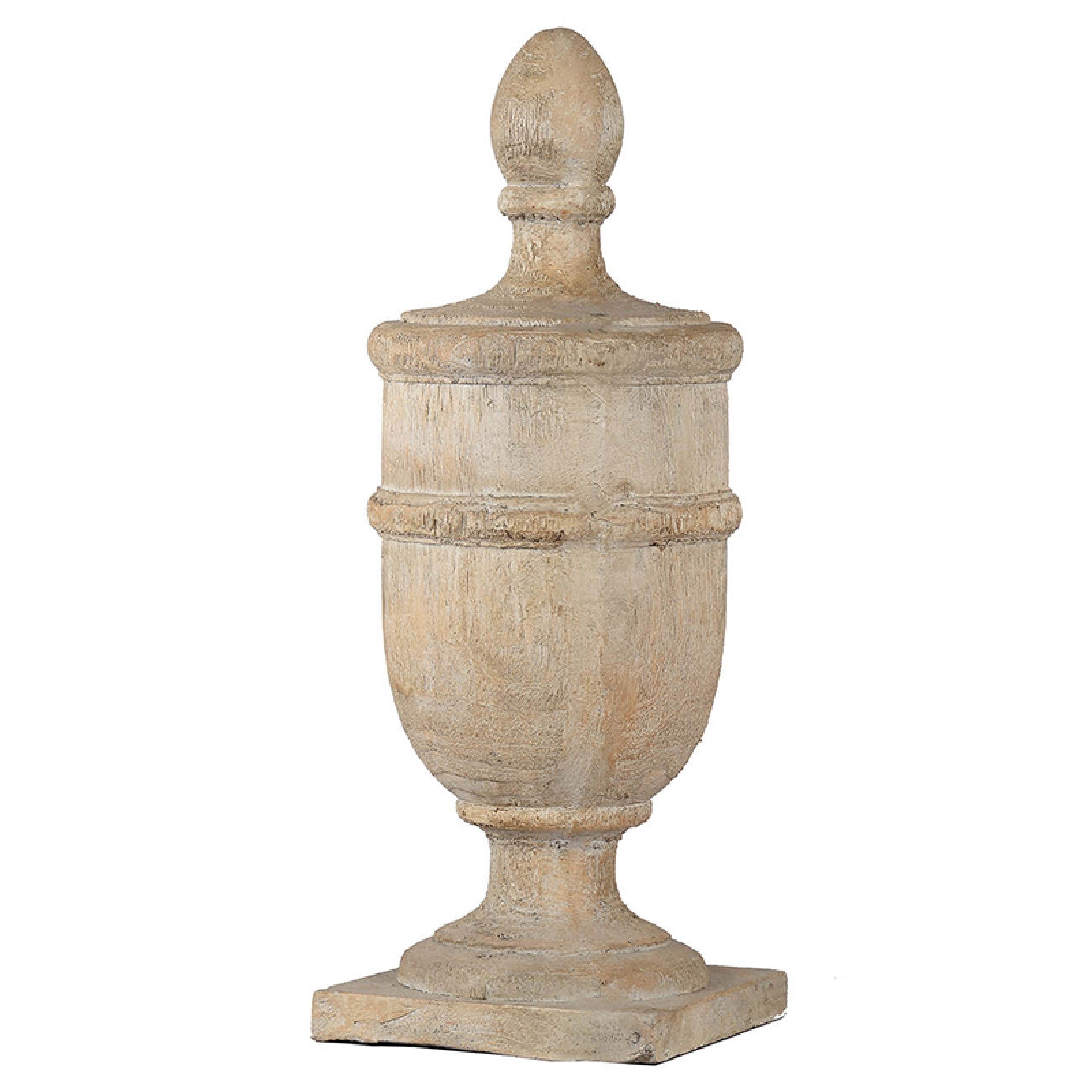 Chester Finial Tabletop Decor Whitewashed Beige Polyresin 22 Inch