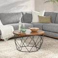 Chester Wood And Iron Geometric Round Coffee Table By Kosas Home