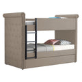 Chesterfield Design Twin Size Bunk Bed With Nailhead Trim Beige And Black