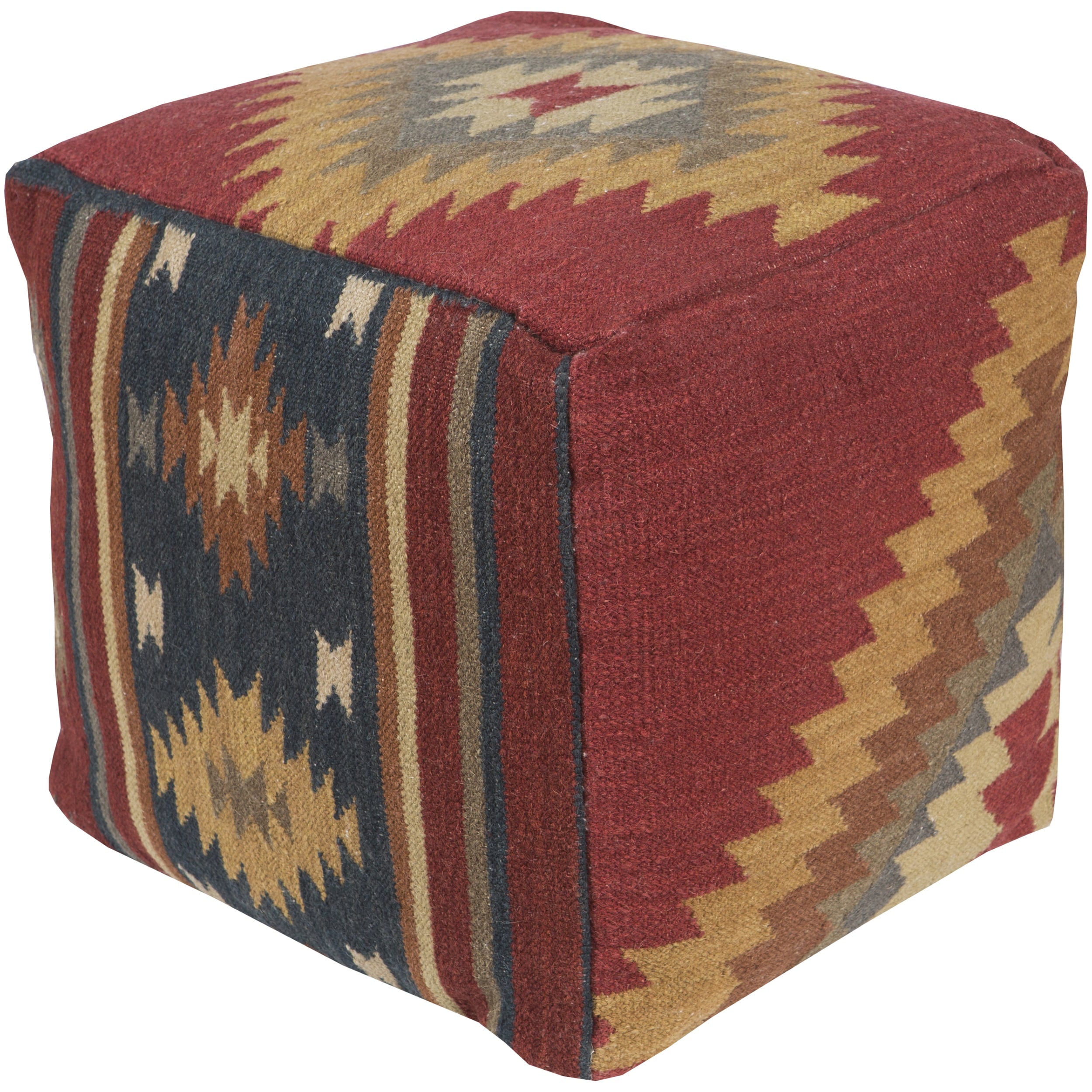 Chevron Joey Square Wool 18 Inch Pouf