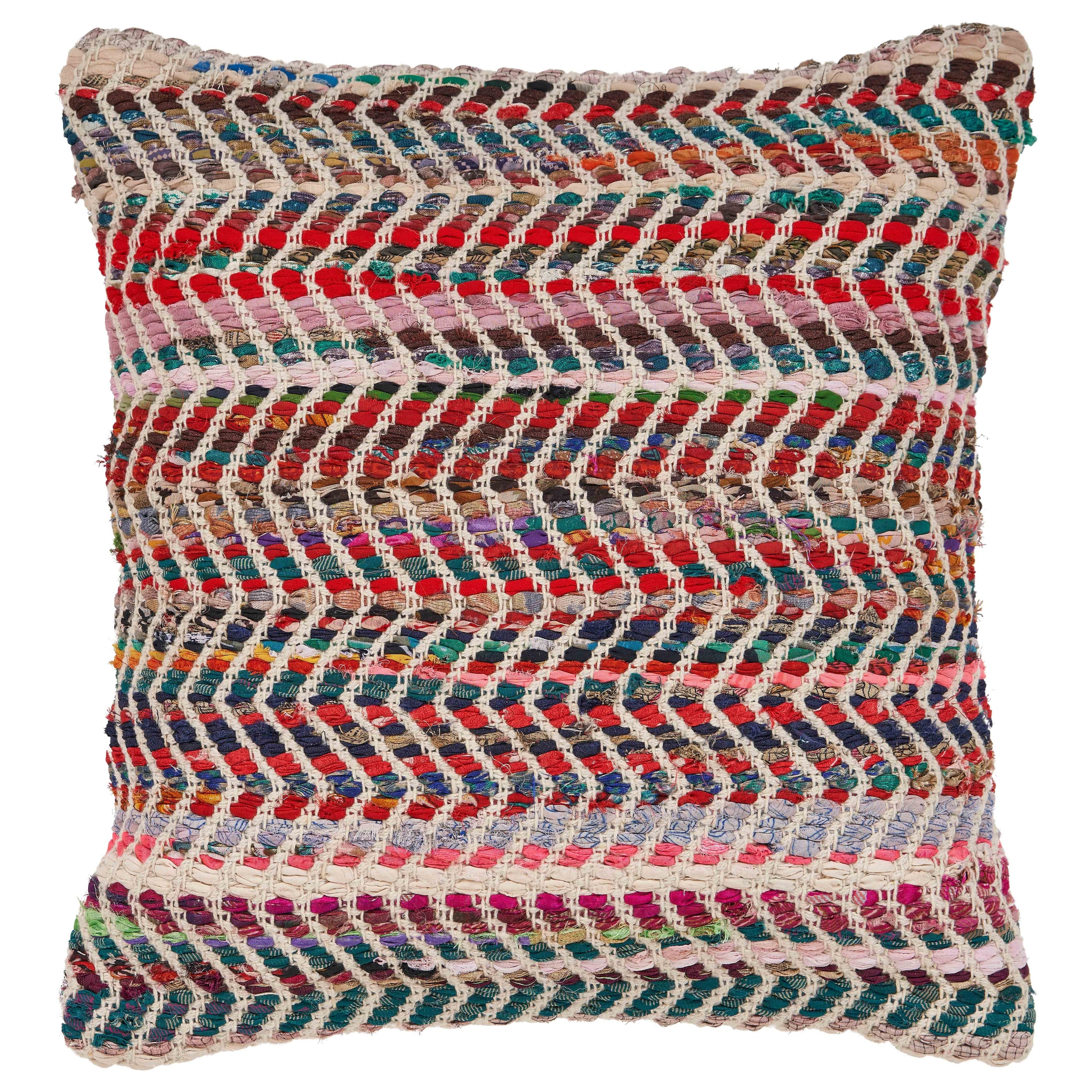 Lr Home Chevron Multi Cotton Polyester Throw Pillow 18 Inch