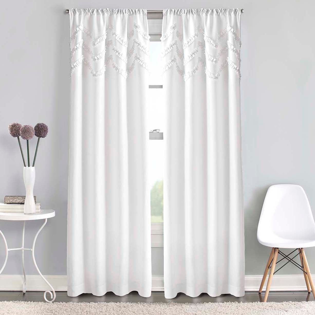 Chevron Ruffle Rod Pocket Curtain Panel