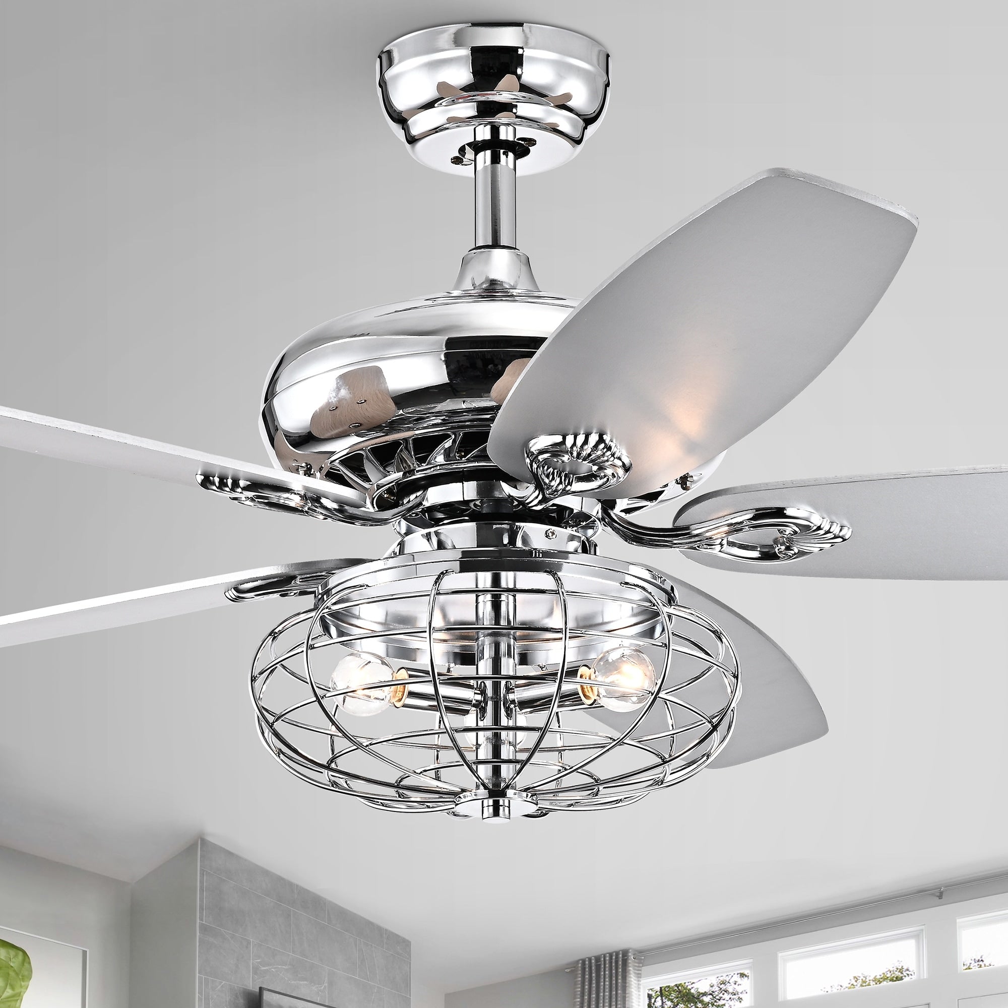 Chi Chrome 52 Inch 5 Blade Ceiling Fan