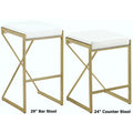 Chic Euro Design Gold Frame With Taupe Or White Upholstered Seat Stool