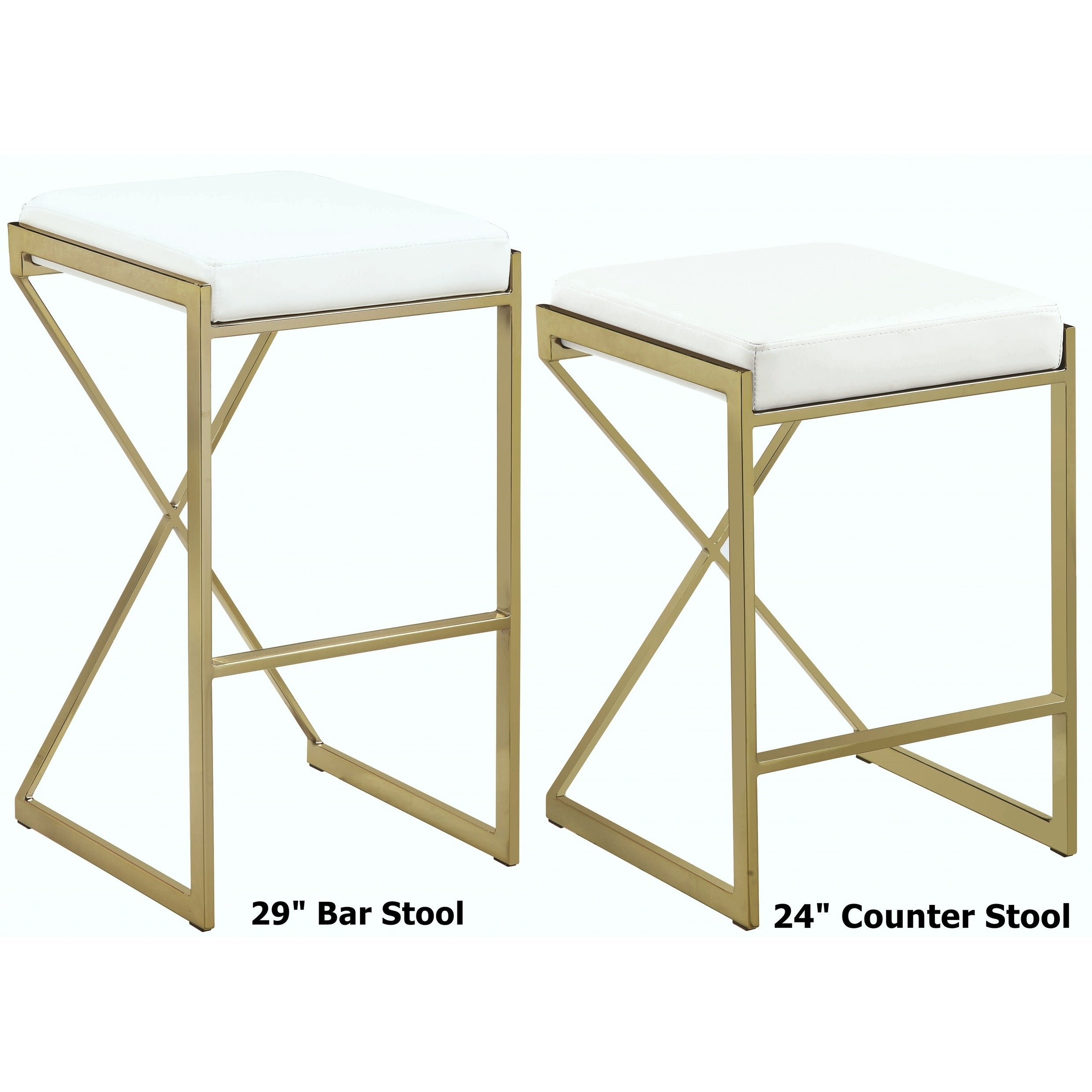 Chic Euro Design Gold Frame With Taupe Or White Upholstered Seat Stool