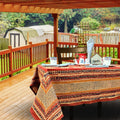 Cotton Kensington Block Print Tablecloth Rectangular Square Round Rust Brown